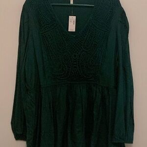 Maurices plus size crochet bodice peplum top